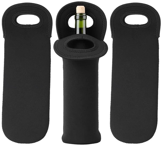 Main image of Walfront 3 Pcs Wine Carrier Tote Bag Wine Bottle Tote Holders Neoprene Insulated Travel Sleeves Cooler Bag for Beer Bottles Beverages Water Bottles Black Winebottle Protective Cover