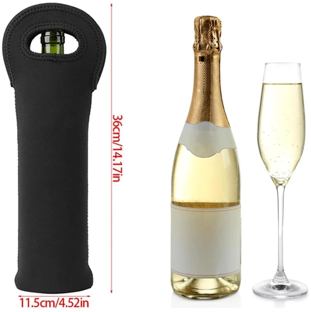 Alt view image 3 of 6 - Walfront 3 Pcs Wine Carrier Tote Bag Wine Bottle Tote Holders Neoprene Insulated Travel Sleeves Cooler Bag for Beer Bottles Beverages Water Bottles Black Winebottle Protective Cover