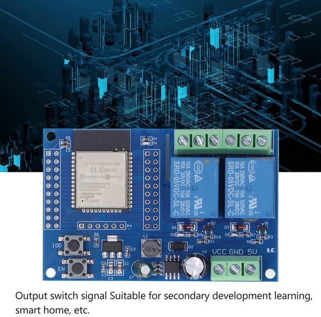 Alt view image 2 of 6 - 2 Channel 5V Relay Module ESP 32 4M Byte Flash Large Capacity Programmable Relay Board for Secondary Development Learning DC5-60V