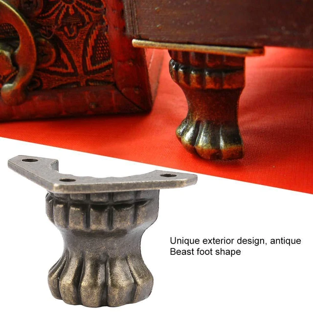 Alt view image 3 of 6 - Walfront 4Pcs Furniture Legs Antique Jewelry Chest Meuble Wood Box Decorative Feet Leg Corner Protector Metal Furniture Legs for Cabinet Sofa TV Stand Bookcase