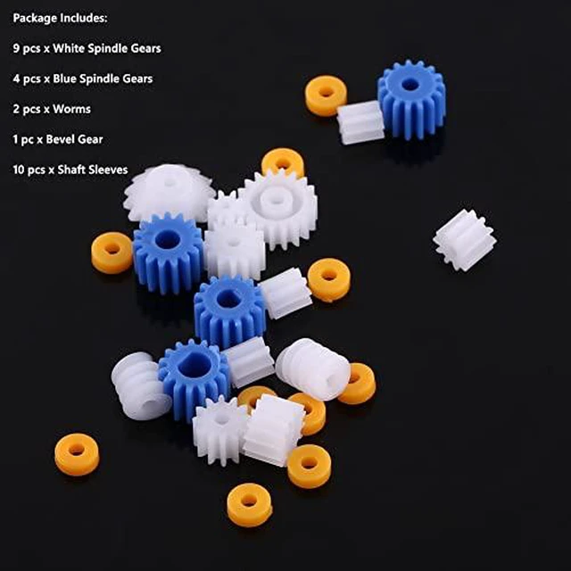 Alt view image 2 of 6 - Walfront 26pcs Plastic Spindle Gear Set 2MM/2.3MM/3MM/3.17MM/4MM Motor Gear Assortment Kit for DIY Robot Car Model Hobby Craft Replacement Parts for 130/180/280/370 Motors