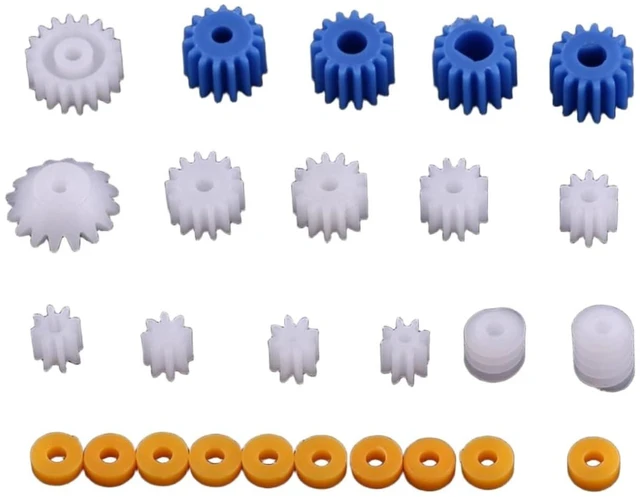 Main image of Walfront 26pcs Plastic Spindle Gear Set 2MM/2.3MM/3MM/3.17MM/4MM Motor Gear Assortment Kit for DIY Robot Car Model Hobby Craft Replacement Parts for 130/180/280/370 Motors