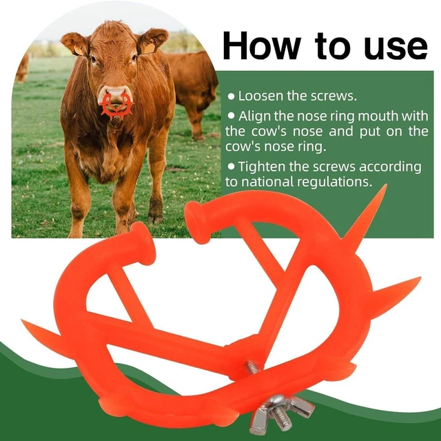 Alt view image 3 of 6 - 5PCS Cow Nose Ring Farm Livestock Animal Weaner Red Plastic Calf Weaning Nose Rings Spiked Preventing Milk Suckling Farm Livestock Equipment