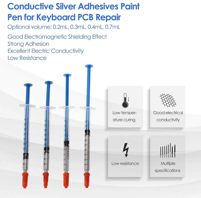 Alt view image 6 of 6 - Conductive Silver Glue Paste for Keyboard PCB Repair, Conductive Adhesive Paint Pen for Electronics Circuit Board Fix (0.7ml)
