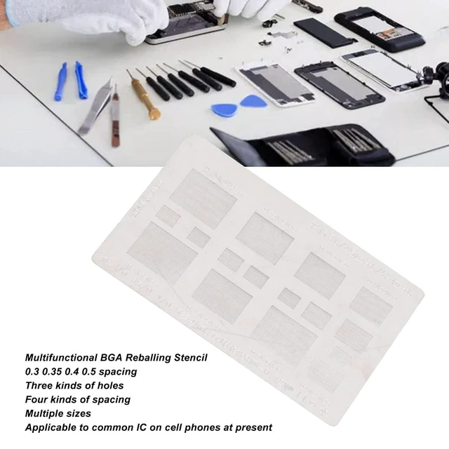 Alt view image 4 of 6 - BGA Reballing Universal Stencil BGA Rework Net Stencil Template Solder Steel Mesh Directly Heat Set Kit 0.3mm 0.35mm 0.375mm 0.4mm 0.5mm Phone BGA IC Chips Repair Tool