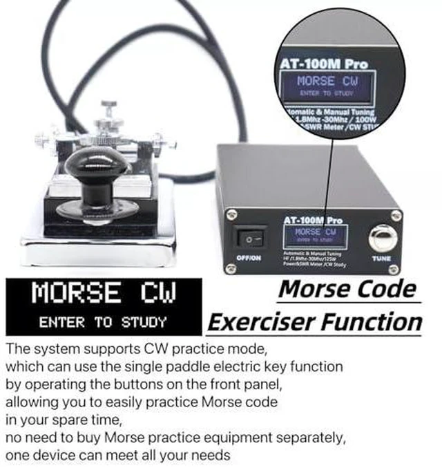 Alt view image 6 of 6 - at 100M Pro Tuner Power Standing Wavemeter 1.8mhz to 30mhz for Any Radio Station and with 3300mAh Lithium Battery OLED Display Portable