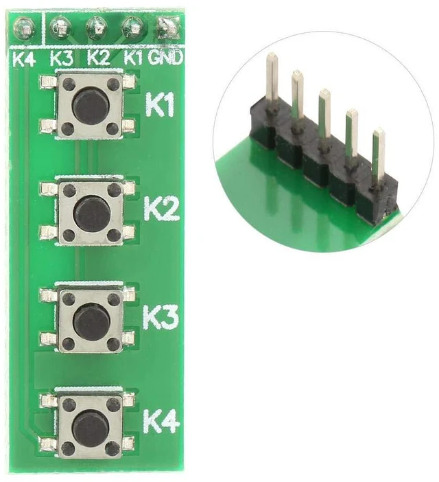 Alt view image 5 of 6 - Walfront 4 Key Keyboard Module Universal 4 Key Push Button Switch Module Keyboard Board for DIY Accessory Kit