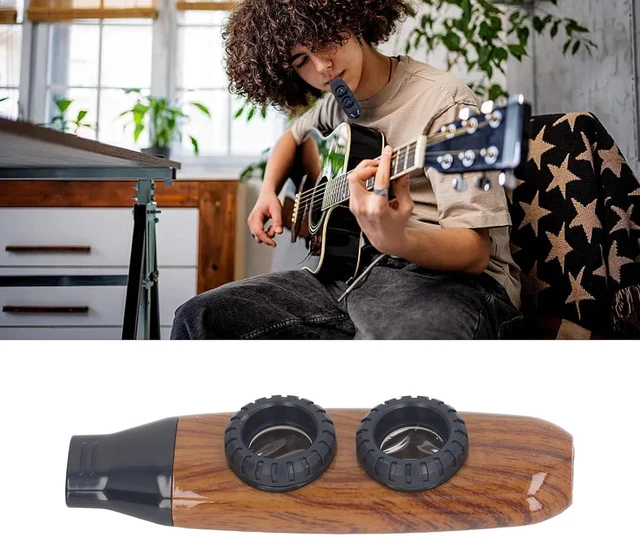 Alt view image 2 of 6 - Dual Hole Flute ABS Flute Kazoo Flute Adjustable Musical Wind Instrument with Circular Diaphragm for Camping and Hiking (Nature Wood Color)