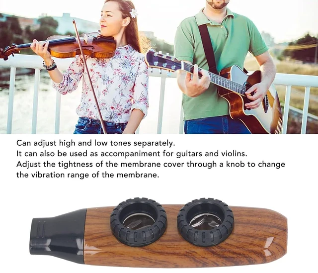 Alt view image 4 of 6 - Dual Hole Flute ABS Flute Kazoo Flute Adjustable Musical Wind Instrument with Circular Diaphragm for Camping and Hiking (Nature Wood Color)