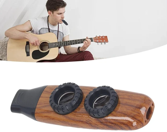 Alt view image 3 of 6 - Dual Hole Flute ABS Flute Kazoo Flute Adjustable Musical Wind Instrument with Circular Diaphragm for Camping and Hiking (Nature Wood Color)