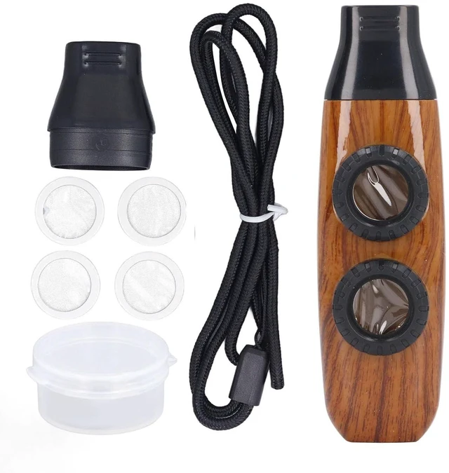 Alt view image 5 of 6 - Dual Hole Flute ABS Flute Kazoo Flute Adjustable Musical Wind Instrument with Circular Diaphragm for Camping and Hiking (Nature Wood Color)