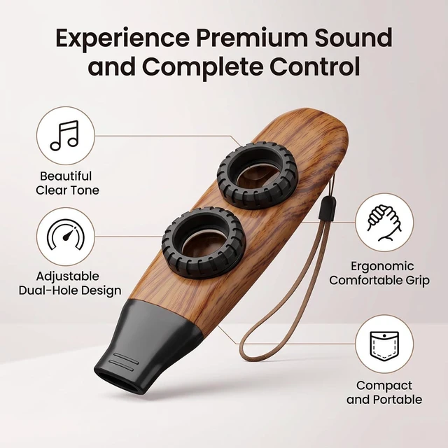 Alt view image 6 of 6 - Dual Hole Flute ABS Flute Kazoo Flute Adjustable Musical Wind Instrument with Circular Diaphragm for Camping and Hiking (Nature Wood Color)
