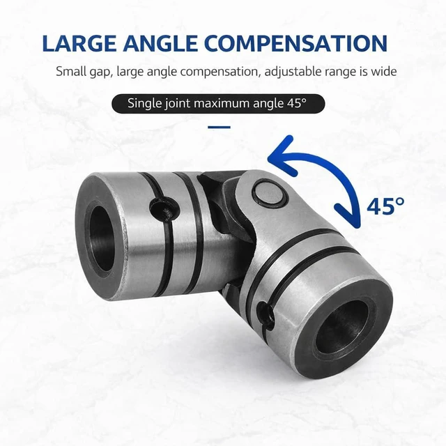 Alt view image 4 of 6 - Walfront Universal Joint 12mm, Universal Steering Shaft U Joint Coupler, Rotatable Steel Motor Connector Shaft Coupling (12×23×52mm)