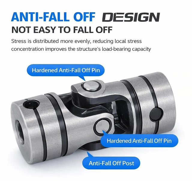 Alt view image 5 of 6 - Walfront Universal Joint 12mm, Universal Steering Shaft U Joint Coupler, Rotatable Steel Motor Connector Shaft Coupling (12×23×52mm)