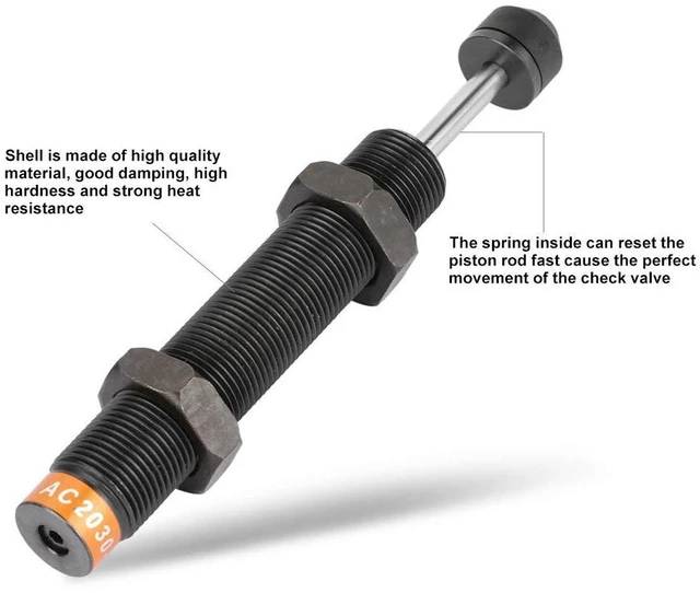 Alt view image 3 of 6 - Walfront Pneumatic Shock Absorber Oil Pressure Absorber AC2030-2 M20 X 30mm Stroke Mechanical for Pneumatic Air Cylinder