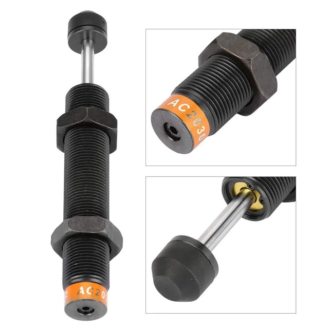 Alt view image 4 of 6 - Walfront Pneumatic Shock Absorber Oil Pressure Absorber AC2030-2 M20 X 30mm Stroke Mechanical for Pneumatic Air Cylinder
