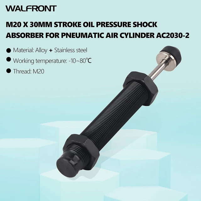Alt view image 6 of 6 - Walfront Pneumatic Shock Absorber Oil Pressure Absorber AC2030-2 M20 X 30mm Stroke Mechanical for Pneumatic Air Cylinder