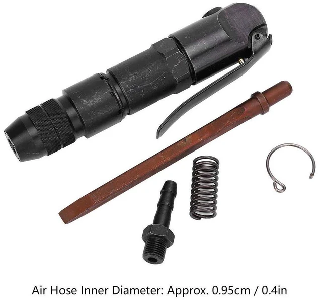 Alt view image 3 of 6 - Pneumatic Air Hammer Kit with PT1/4in Hex Shank Chisel Set Heavy Duty for Rust Removal Metal Cutting Chipping Tamping Industrial CZ1 Model Includes Tamper Point and Shovel