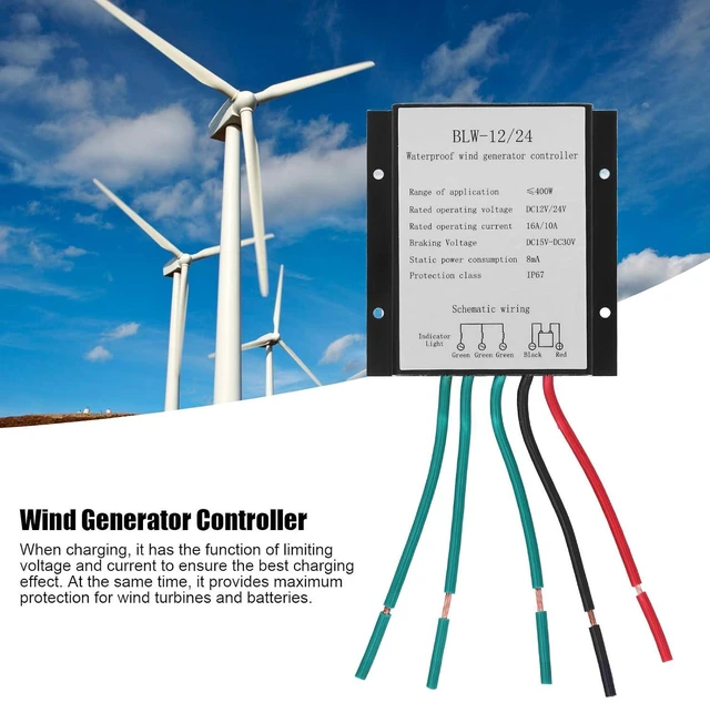 Alt view image 4 of 6 - Wind Turbine Charging Controller High Efficiency IP67 10-16A DC12/24V Aluminum Alloy Generator Controller (for Wind Turbine)