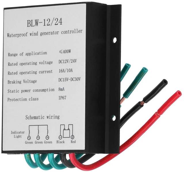 Alt view image 6 of 6 - Wind Turbine Charging Controller High Efficiency IP67 10-16A DC12/24V Aluminum Alloy Generator Controller (for Wind Turbine)