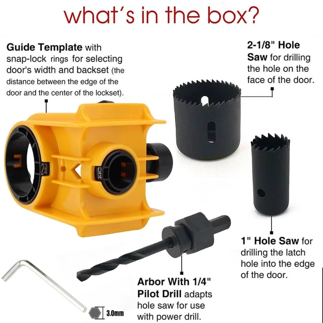Alt view image 5 of 6 - WALFRONT Door Lock Installation Kit Carbon Steel Door Lock Hole Saw with Drill Rod and Wrench