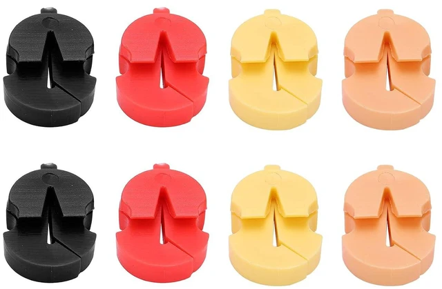 Main image of 8 Pack Violin Practice Mute Soft Rubber Tourte Style Mutes for 4/4 3/4 1/2 Violins - Portable Sound Reducer for Quiet Practice, Includes Black Red Yellow Khaki