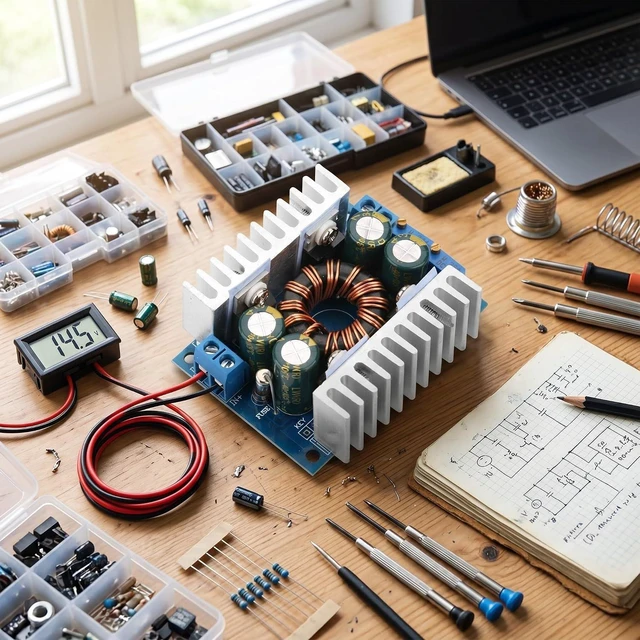Alt view image 4 of 6 - 5-30V to 1.25-30V DC Step Up/Down Power Module - Buck-Boost Converter Voltage Regulator