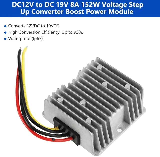 Alt view image 5 of 6 - 12V to 16V Step Up Converter, 152W 8A DC Boost Voltage Regulator Module, IP67 with Overload Protection for Car Automotive, Laptop, LED Strips, CCTV Camera Power Supply