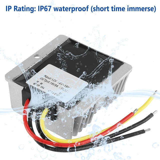 Alt view image 6 of 6 - 12V to 16V Step Up Converter, 152W 8A DC Boost Voltage Regulator Module, IP67 with Overload Protection for Car Automotive, Laptop, LED Strips, CCTV Camera Power Supply