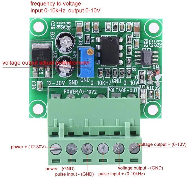 Alt view image 3 of 6 - 0-10KHz to 0-10V Frequency to Voltage Converter Module F/V Digital to Analog Board for Switching PLC and VFD Inverter PWM to Voltage Digital Analog Board