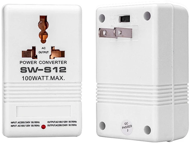 Main image of WALFRONT SW S12 Power Converter, 2 Way 110V to 220V Voltage Transformer, 100W Wide Range Foreign Electricity Converter for Home Appliances, US Plug