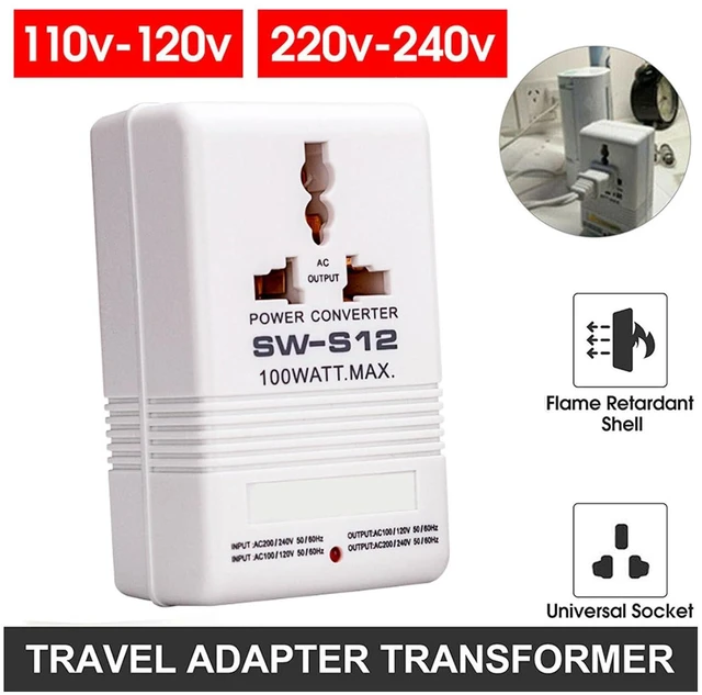 Alt view image 6 of 6 - WALFRONT SW S12 Power Converter, 2 Way 110V to 220V Voltage Transformer, 100W Wide Range Foreign Electricity Converter for Home Appliances, US Plug