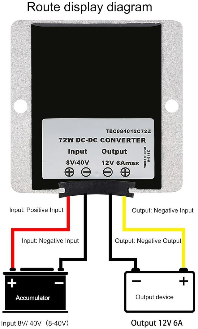 Alt view image 3 of 6 - DC DC Converter 12V 6A, 8V-40V to 12V Voltage Regulator 72W, Aluminum Alloy Shell for LED Strip Light Camera Security System (TBC084012C72Z)