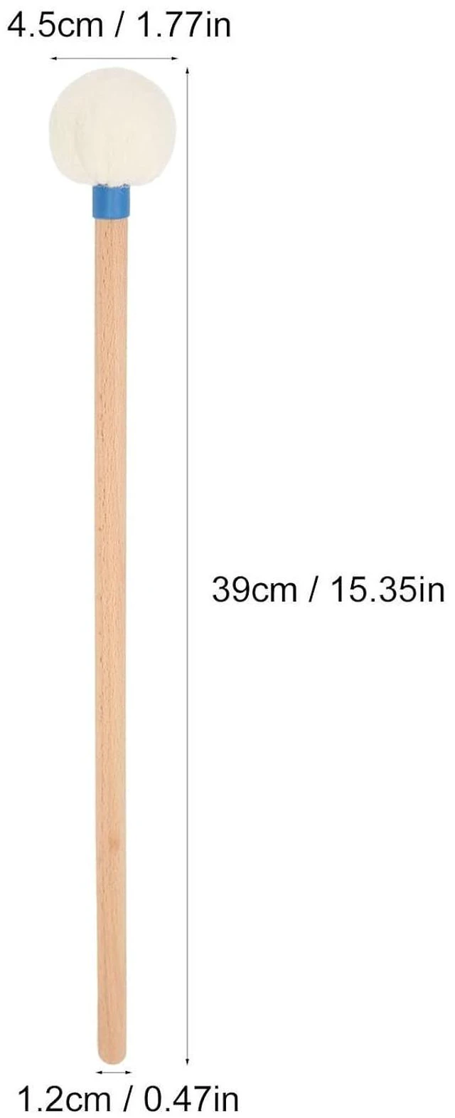 Alt view image 2 of 6 - Drum Sticks Timpani Mallets Maple Handles Soft Felt Heads for Bass Snare Drums 45mm Felt Heads (Blue) (2Pcs)