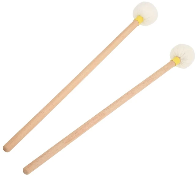 Alt view image 4 of 6 - 2Pcs Drum Mallets Timpani Sticks 15.35in Length White Soft Felt Maple Handle Wood Mallets for Bass Drum Snare Drum Timpani Percussion with 45mm Felt Head(Yellow)