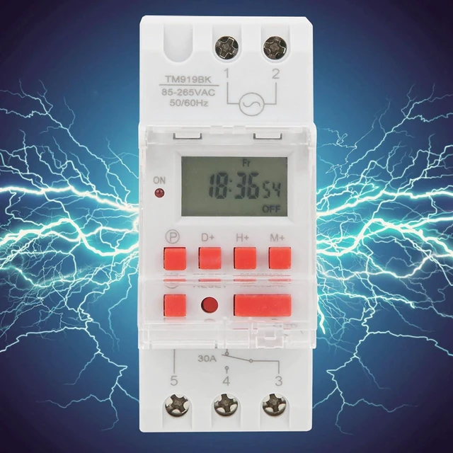 Alt view image 4 of 6 - AC 85-265V 30A Timer Switches TM919BK Digital Timer 24Hours 7Days Programmable Countdown LCD Display 16 On/Off Settings 35mm DIN Rail