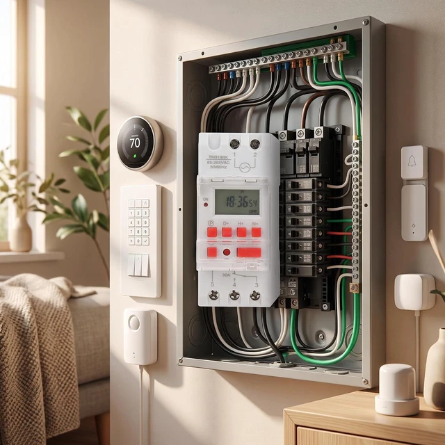 Alt view image 6 of 6 - AC 85-265V 30A Timer Switches TM919BK Digital Timer 24Hours 7Days Programmable Countdown LCD Display 16 On/Off Settings 35mm DIN Rail