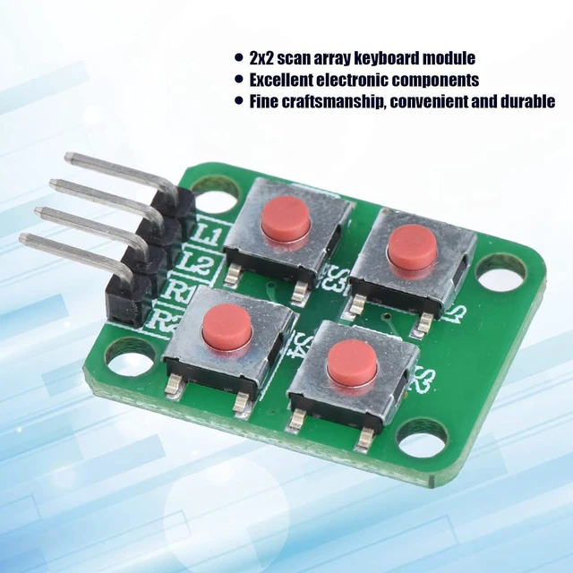 Alt view image 4 of 6 - 5PCS Array Keyboard Module 2x2 Scan Buttons Keyboard Module 4 Keypad Module Push Button Switch Module for Electrical Control