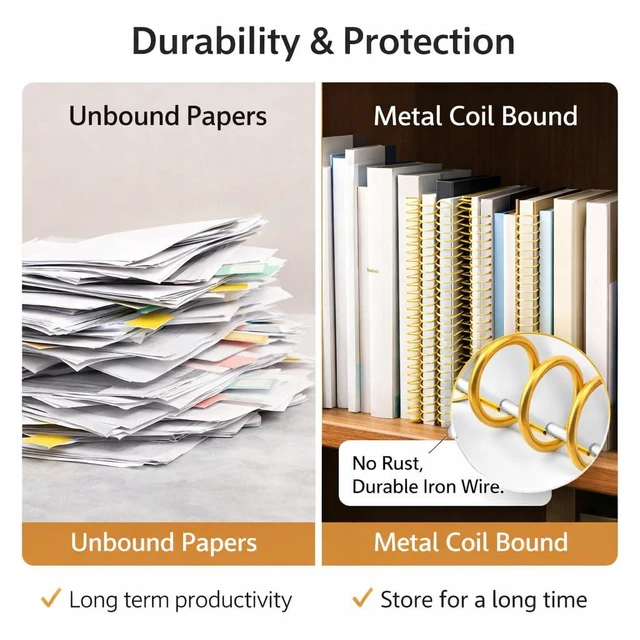 Alt view image 5 of 6 - 100Pcs Spiral Binding Coils 4:1 Pitch 48 Rings 115 Sheet Capacity 14.3mm Diameter Iron Wire Combs for A4/Letter Size Paper Gold Spines for Documents Reports Presentations