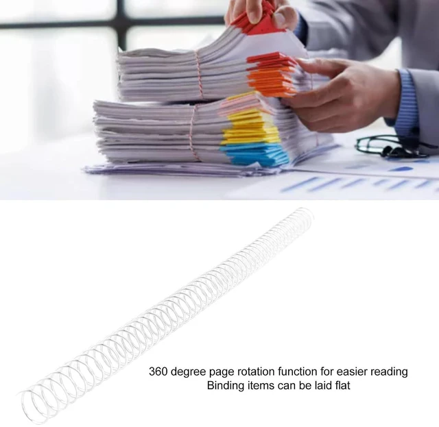 Alt view image 4 of 6 - 100Pcs A4 Iron Spiral Binding Coils (Silver) Wire Combs Spines 115 Sheet Capacity 4:1 Ratio Paper Rings