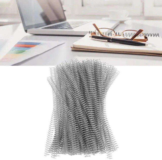 Alt view image 6 of 6 - 100Pcs A4 Iron Spiral Binding Coils (Silver) Wire Combs Spines 115 Sheet Capacity 4:1 Ratio Paper Rings
