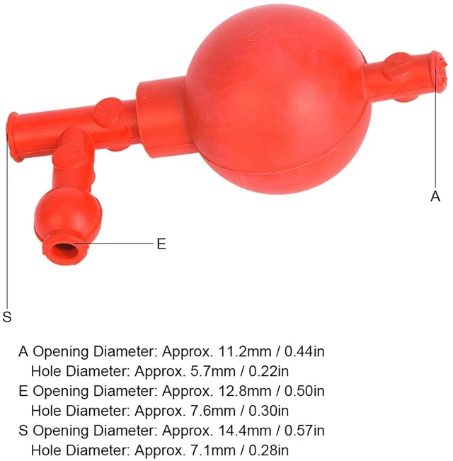 Alt view image 2 of 6 - Pipetting Ball Quantitative Suction Bulb Rubber Pipette Filler Lab Suction Ball Pipette Lab Pipette Filler Bulb with 3 Openings Red