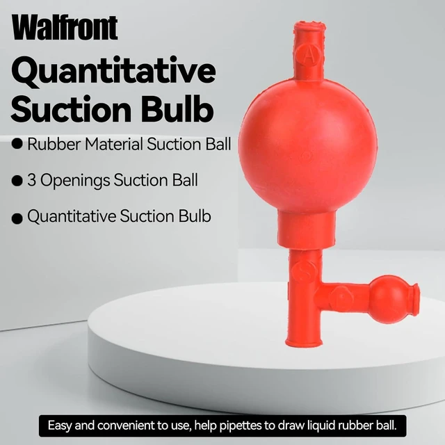 Alt view image 4 of 6 - Pipetting Ball Quantitative Suction Bulb Rubber Pipette Filler Lab Suction Ball Pipette Lab Pipette Filler Bulb with 3 Openings Red