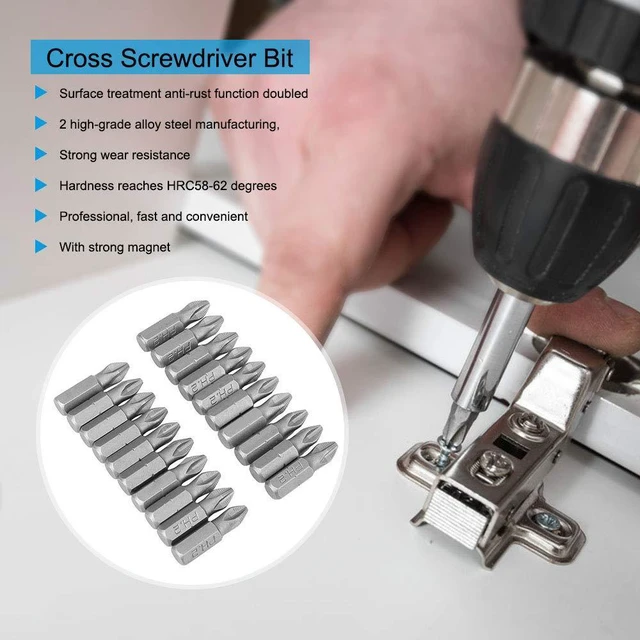 Alt view image 4 of 6 - 20Pcs 2 Screwdriver Bit Set Anti Slip Screw Tips Electric Screwdriver Bit S-2 Steel Cross Magnetic Drill Bits Hex Shank Drill Bits 2 x 25mm