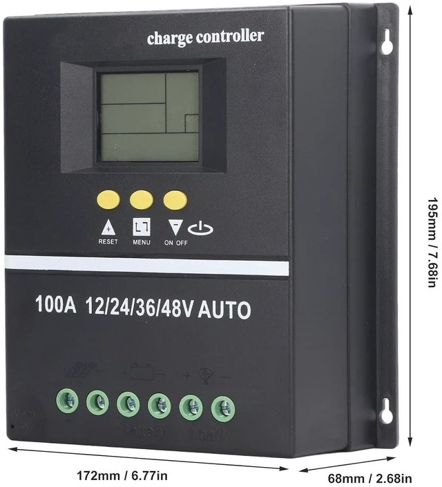 Alt view image 2 of 6 - 100A MPPT Solar Charge Controller Solar Panel Regulator 12V/24V/36V/48V Dual USB Ports Overload Temp Protection with 7 Work Modes for Gel Flooded LifePO4 Battery Charging