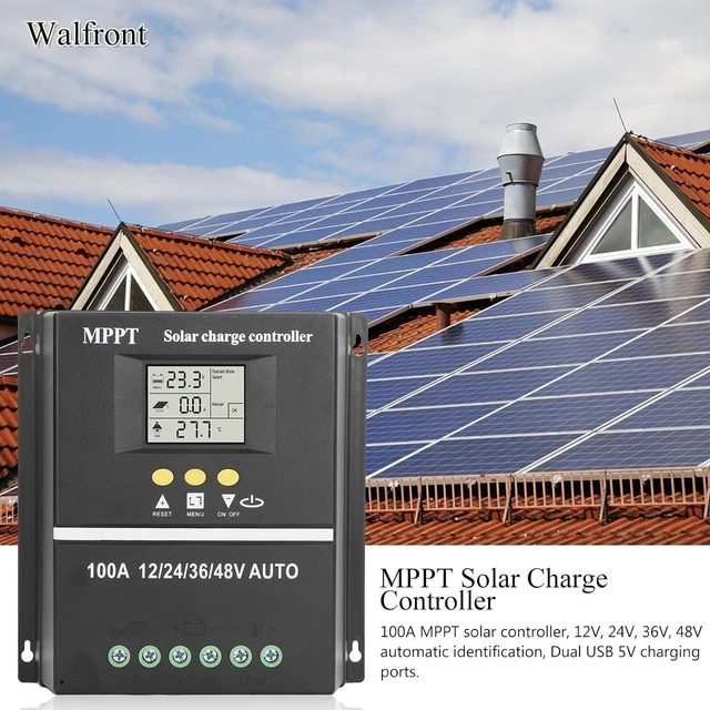 Alt view image 6 of 6 - 100A MPPT Solar Charge Controller Solar Panel Regulator 12V/24V/36V/48V Dual USB Ports Overload Temp Protection with 7 Work Modes for Gel Flooded LifePO4 Battery Charging