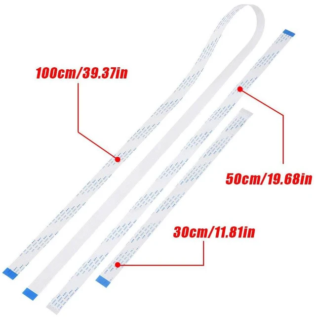 Alt view image 6 of 6 - 3pcs 15 Pin 30cm 50cm 100cm FFC Ribbon Flexible Flat Cable for Camera Pi Camera Cable Long Extension Flexible Ribbon Cable