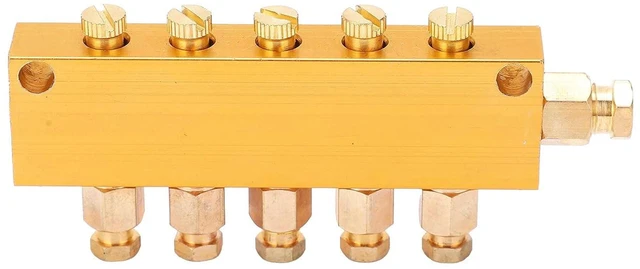 Main image of Adjustable Oil Distributor Brass Lube Piston Separator Manifold Block Lubrication Divider Valve for Centralized Lubrication System Milling Machine CNC Lathe (1 in 5 Out)