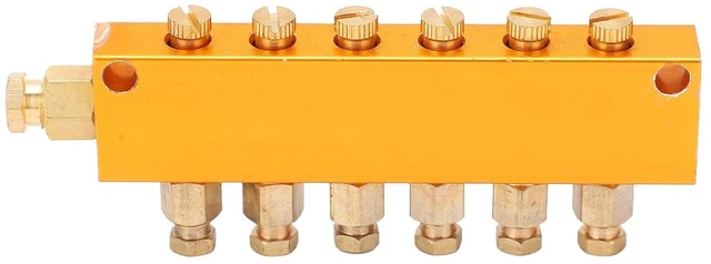 Main image of Brass Oil Distributor Adjustable Lubrication Manifold Block (1 in 6 Out) for CNC Milling Machine Lathe Centralized Lubrication System
