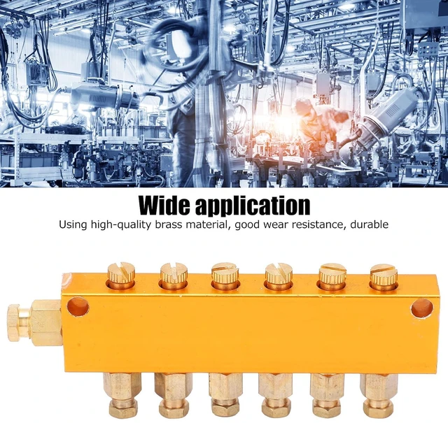 Alt view image 2 of 6 - Brass Oil Distributor Adjustable Lubrication Manifold Block (1 in 6 Out) for CNC Milling Machine Lathe Centralized Lubrication System